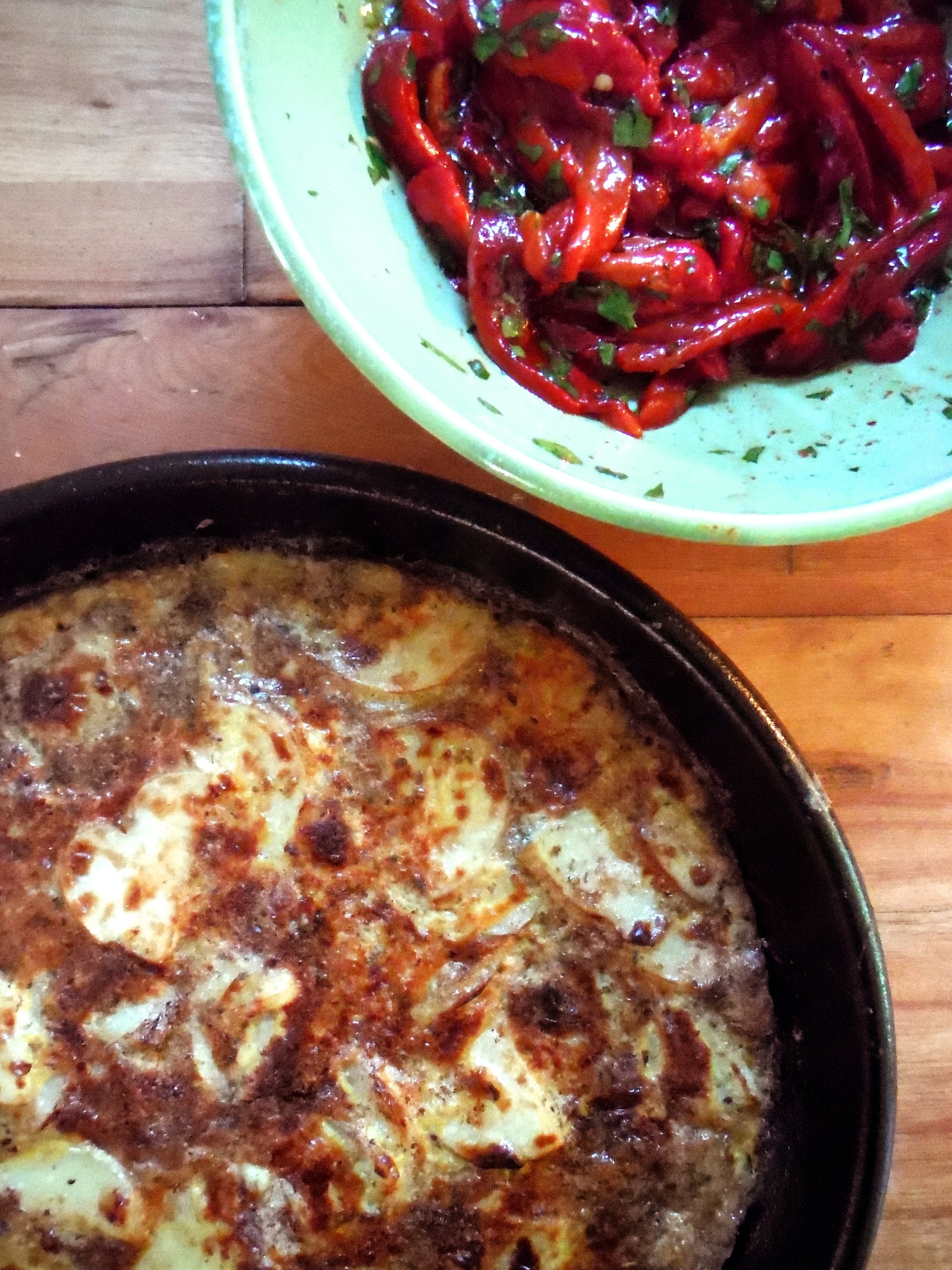 Spanish Tortilla with Charred Red Peppers