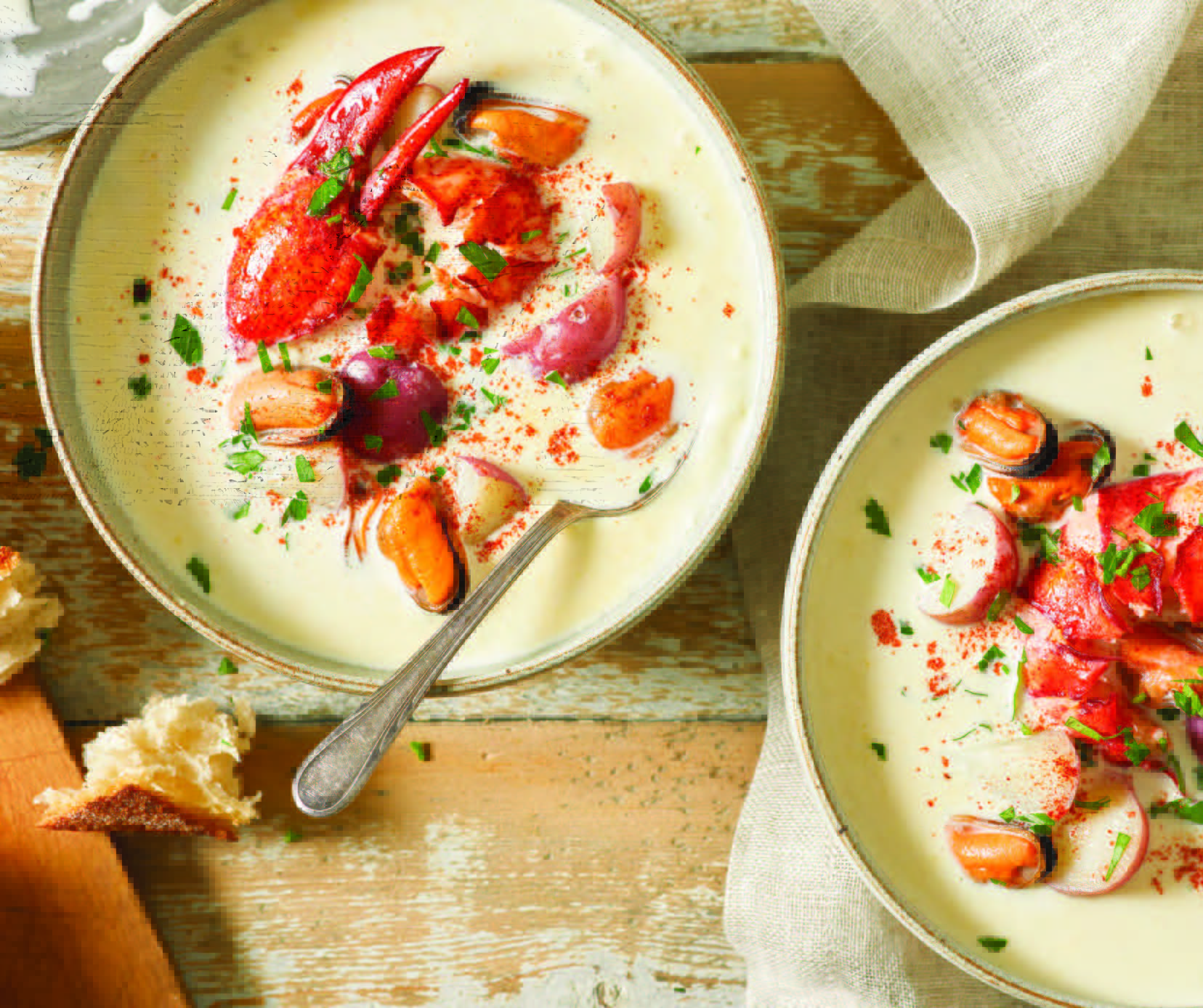 Lobster + Mussel Chowder with Baby Red Potatoes